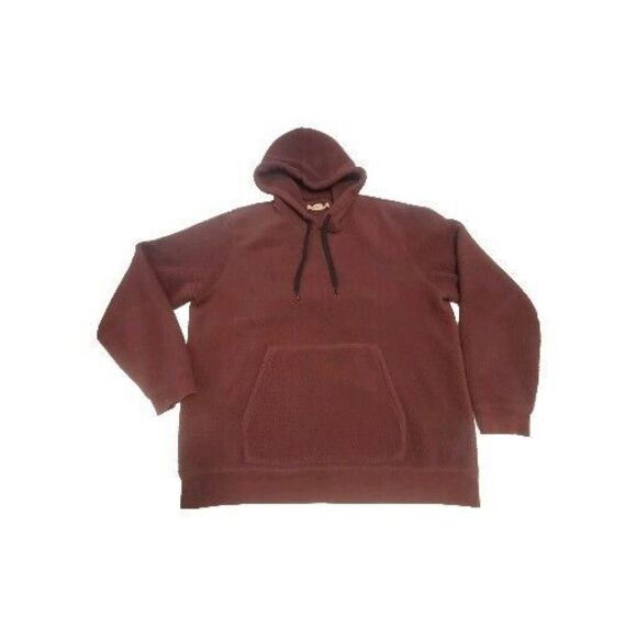 Outerknown Outlook Pullover Fleece Hoodie Sweatshirt Maroon Red Fuzzy Hooded XL - Picture 1 of 8